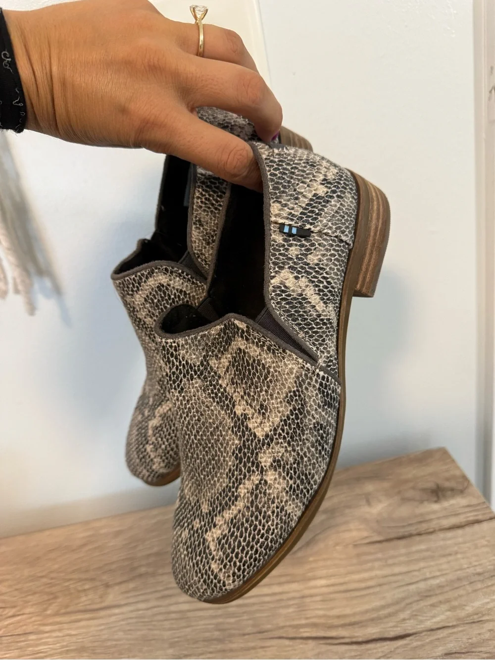 Toms Women's Snake-Print Slip-On Loafers - Black & Cream